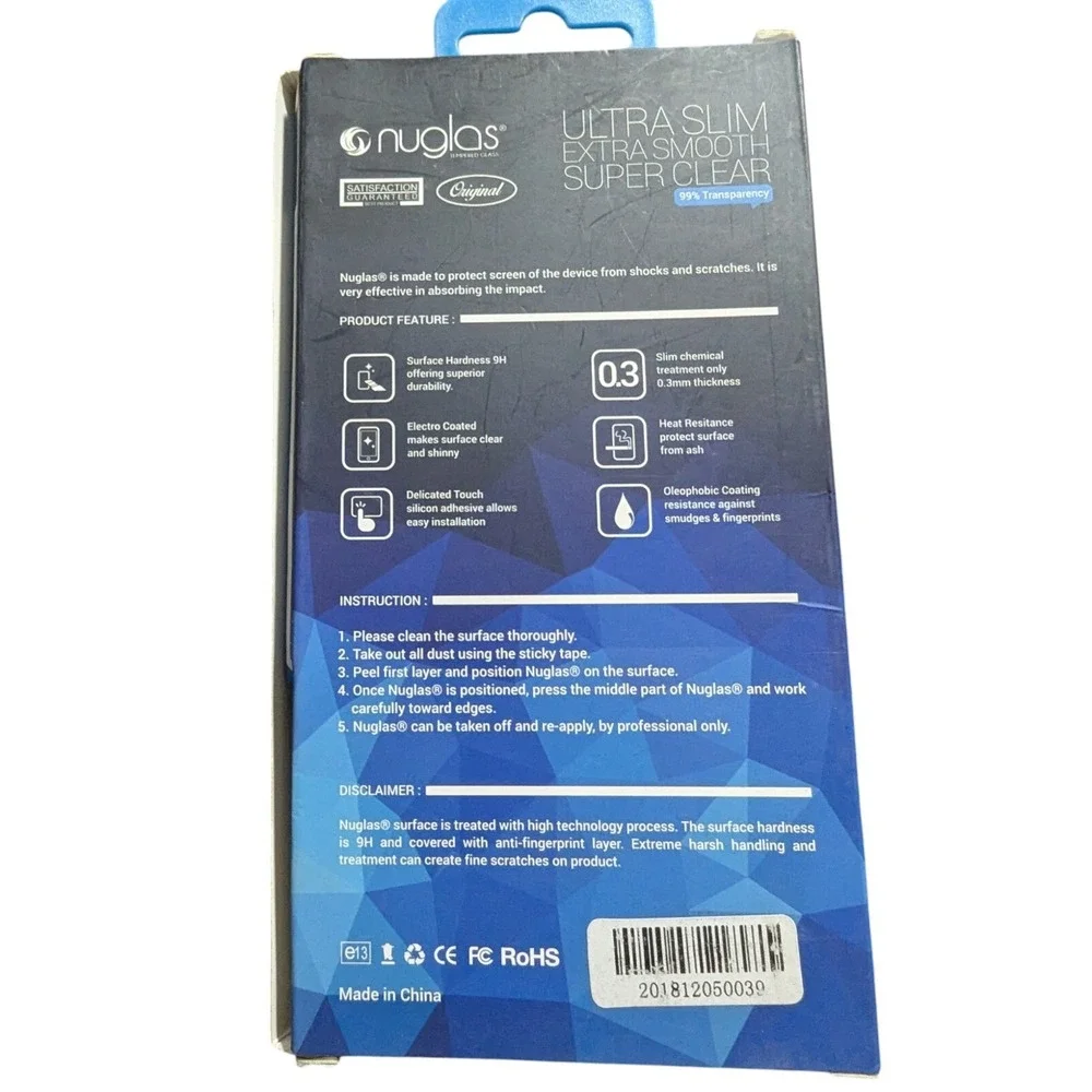 L1. Nuglas Tempered Glass Screen Protector In Clear For Motorola Moto E5 Cruise
